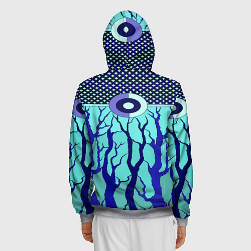 Мужская толстовка на молнии Turquoise abstraction / 3D-Меланж – фото 4