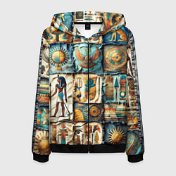 Толстовка 3D на молнии мужская Пэчворк из Египта, цвет: 3D-черный