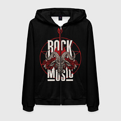 Толстовка 3D на молнии мужская Рок музыка - тяжёлый рок, цвет: 3D-черный