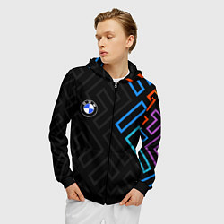 Толстовка 3D на молнии мужская BMW brand color carbon, цвет: 3D-черный — фото 2