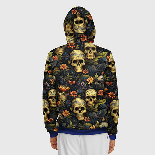 Мужская толстовка на молнии Осень и черепа / 3D-Синий – фото 4