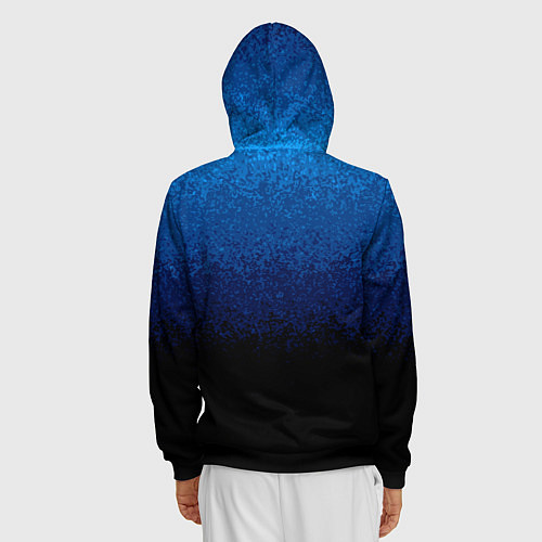 Мужская толстовка на молнии Градиент сине-чёрный текстурный / 3D-Черный – фото 4