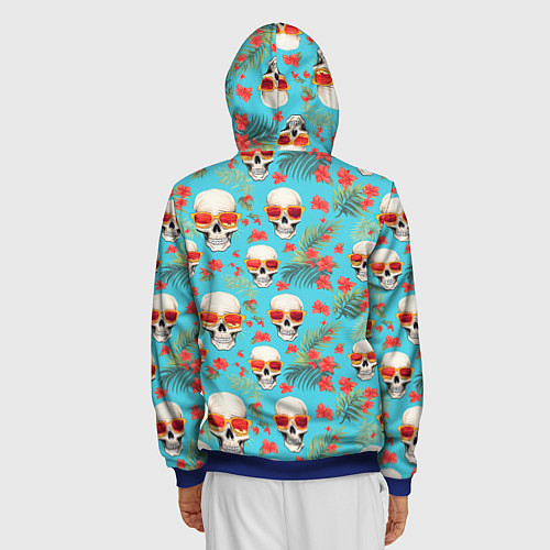 Мужская толстовка на молнии Черепа и отпуск / 3D-Синий – фото 4