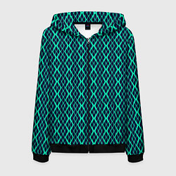 Мужская толстовка на молнии Сине-зелёный волнистый