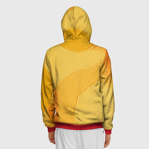 Мужская толстовка на молнии Желтая краска / 3D-Красный – фото 4