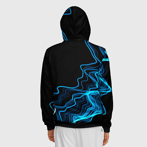 Мужская толстовка на молнии Queen sound wave / 3D-Черный – фото 4