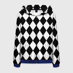 Толстовка 3D на молнии мужская Арлекин черно-белый, цвет: 3D-синий