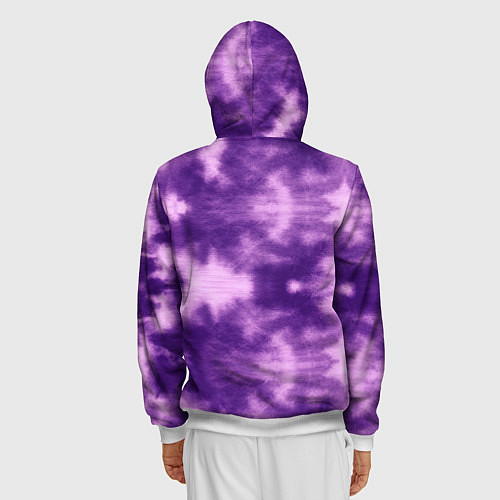 Мужская толстовка на молнии Фиолетовый тайдай / 3D-Белый – фото 4