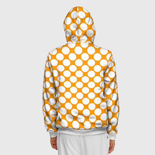 Мужская толстовка на молнии Жёлтый в белый крупный горошек / 3D-Белый – фото 4
