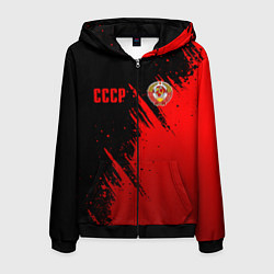 Толстовка 3D на молнии мужская СССР - черно-красный, цвет: 3D-черный