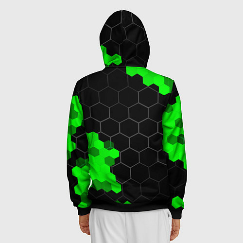 Мужская толстовка на молнии Great Wall green sport hexagon / 3D-Черный – фото 4