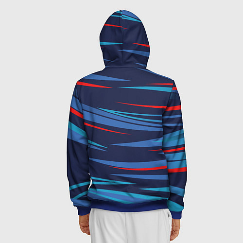 Мужская толстовка на молнии Россия - blue stripes / 3D-Синий – фото 4