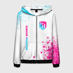 Мужская толстовка на молнии Atletico Madrid neon gradient style вертикально