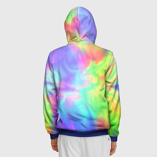Мужская толстовка на молнии Яркий тай-дай абстракция / 3D-Синий – фото 4