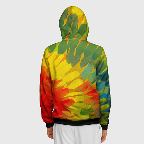 Мужская толстовка на молнии Абстракция цветение акрил / 3D-Черный – фото 4