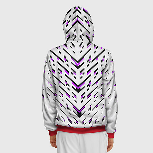Мужская толстовка на молнии Black and purple stripes on a white background / 3D-Красный – фото 4