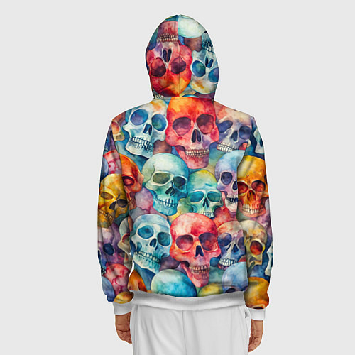 Мужская толстовка на молнии Красочный узор с черепами / 3D-Белый – фото 4