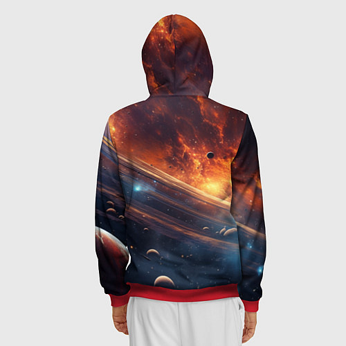Мужская толстовка на молнии Млечный путь космос / 3D-Красный – фото 4