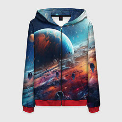 Толстовка 3D на молнии мужская Космос фантастическая планета, цвет: 3D-красный