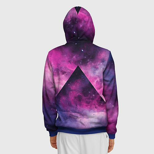 Мужская толстовка на молнии Пирамида в космосе абстракции / 3D-Синий – фото 4