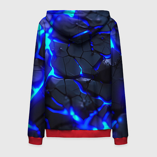 Мужская толстовка на молнии Синее ледяное свечение / 3D-Красный – фото 2