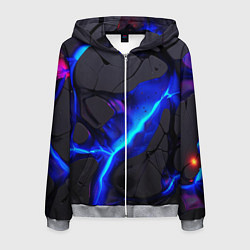 Мужская толстовка на молнии Темный синий неон из разлома плит