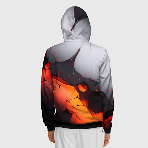 Мужская толстовка на молнии Объемная плита с красной лавой иллюстрация / 3D-Черный – фото 4