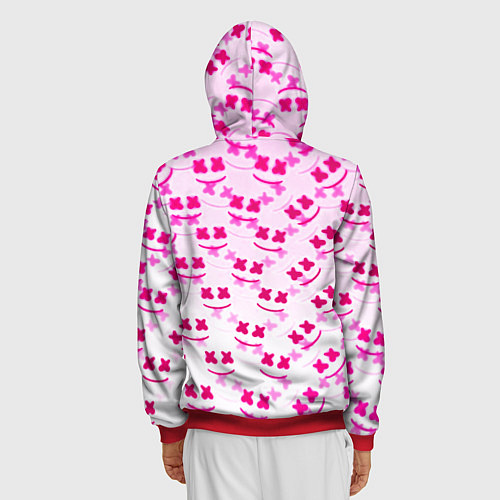 Мужская толстовка на молнии Marshmello pink colors / 3D-Красный – фото 4