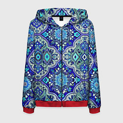 Мужская толстовка на молнии Сине - голубые узоры