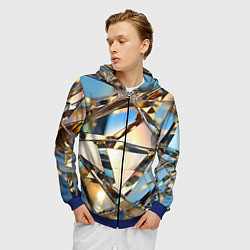 Толстовка 3D на молнии мужская Грани стекла, цвет: 3D-синий — фото 2