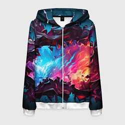 Толстовка 3D на молнии мужская Абстрактные краски во взрыве, цвет: 3D-белый