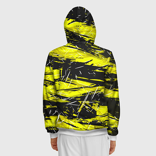 Мужская толстовка на молнии Yellow geometry - спортивный узор / 3D-Белый – фото 4