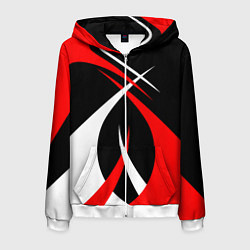Толстовка 3D на молнии мужская Красные и белые линии, цвет: 3D-белый