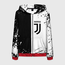 Толстовка 3D на молнии мужская Juventus краски текстура спорт, цвет: 3D-красный