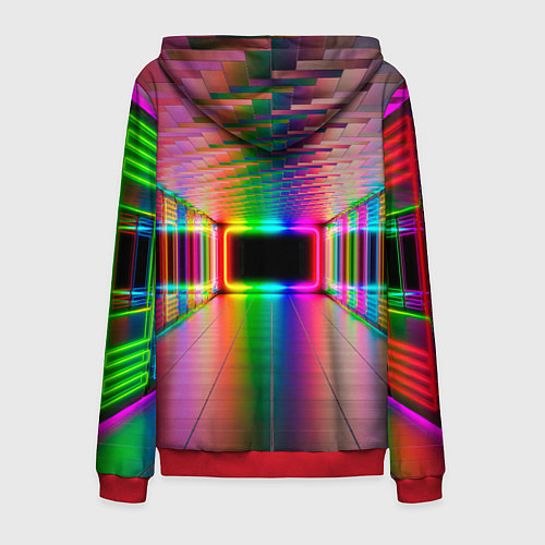 Мужская толстовка на молнии Светящаяся неоновая галерея / 3D-Красный – фото 2
