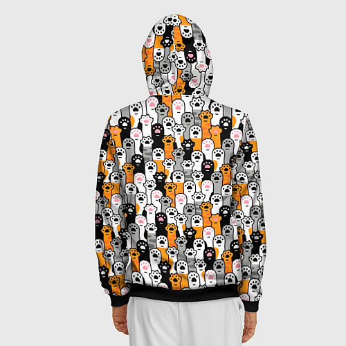 Мужская толстовка на молнии Кошачьи лапы / 3D-Черный – фото 4