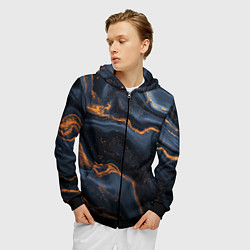 Толстовка 3D на молнии мужская Лакшери текстура с узорами, цвет: 3D-черный — фото 2