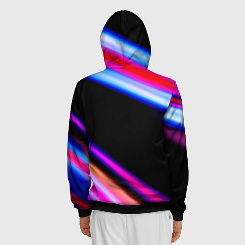 Мужская толстовка на молнии Blink 182 neon rock lights / 3D-Черный – фото 4
