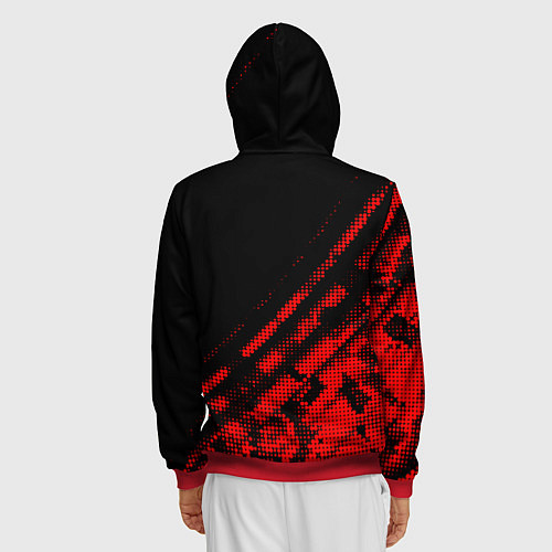 Мужская толстовка на молнии Land Rover sport grunge / 3D-Красный – фото 4