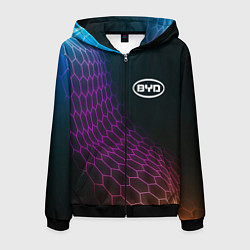 Мужская толстовка на молнии BYD neon hexagon