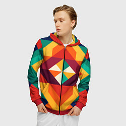Толстовка 3D на молнии мужская Геометрическая абстракция цветок, цвет: 3D-красный — фото 2