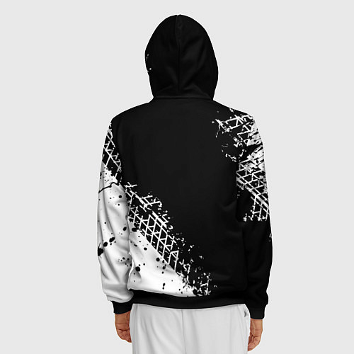 Мужская толстовка на молнии Мазда: следы от шин / 3D-Черный – фото 4