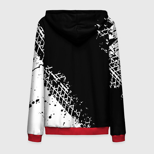 Мужская толстовка на молнии Тойота: следы от шин / 3D-Красный – фото 2