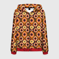 Толстовка 3D на молнии мужская Африканские узоры круги, цвет: 3D-красный