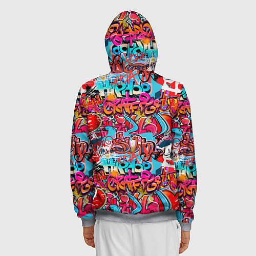 Мужская толстовка на молнии Hip hop graffiti pattern / 3D-Меланж – фото 4