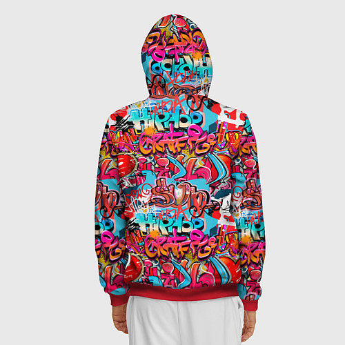 Мужская толстовка на молнии Hip hop graffiti pattern / 3D-Красный – фото 4