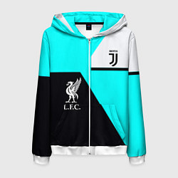 Толстовка 3D на молнии мужская Juventus x Liverpool geometry, цвет: 3D-белый