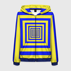Толстовка 3D на молнии мужская Квадраты уходящие в даль, цвет: 3D-синий