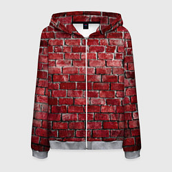 Толстовка 3D на молнии мужская Текстура красного кирпича, цвет: 3D-меланж