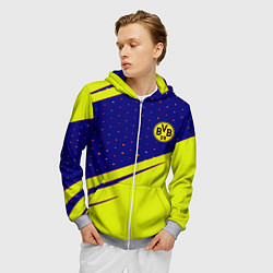 Толстовка 3D на молнии мужская Borussia logo geometry, цвет: 3D-меланж — фото 2
